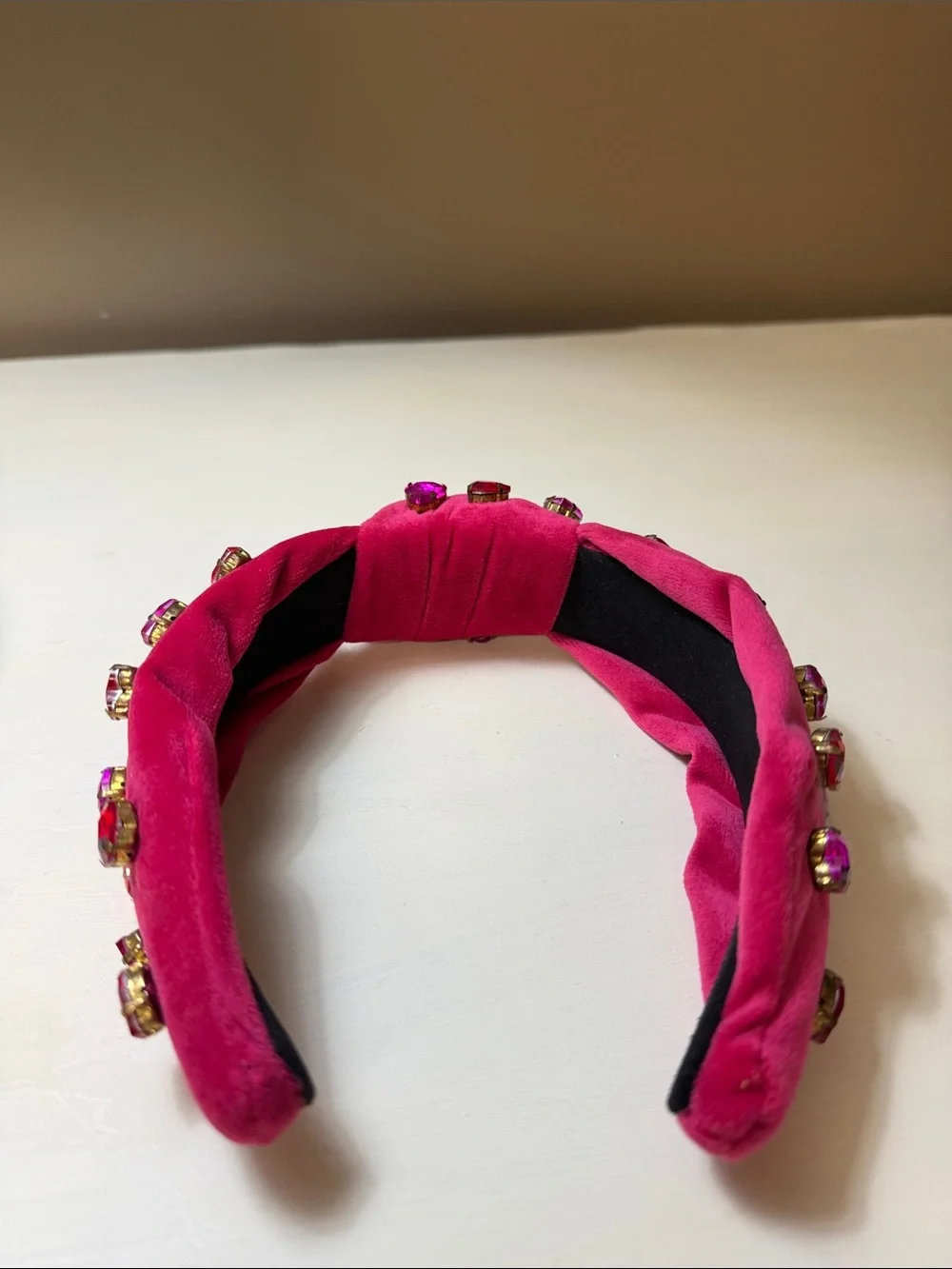 Fuchsia Velvet Knotted Crystal Headband